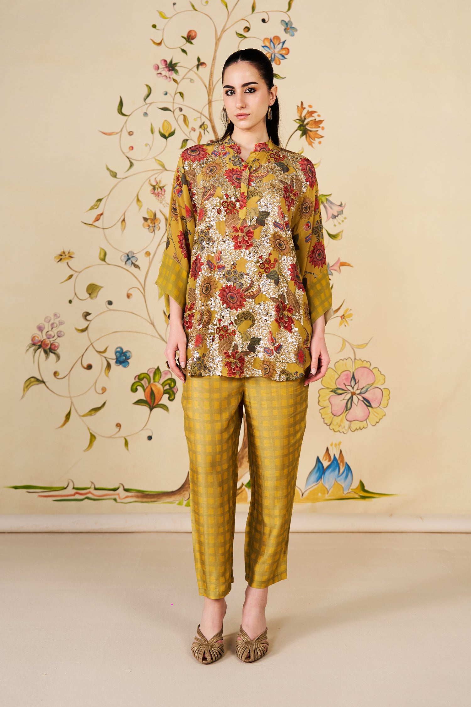 Ivy Co-ord Set - Mustard Silk Blend Tunic &amp; Pants