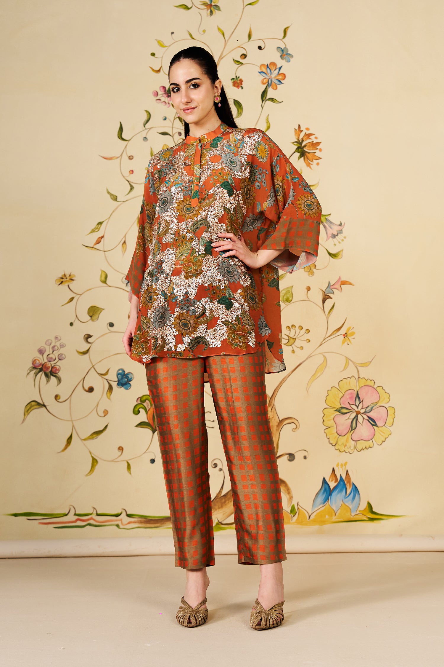 Saffron Printed Silk Co-ord Set