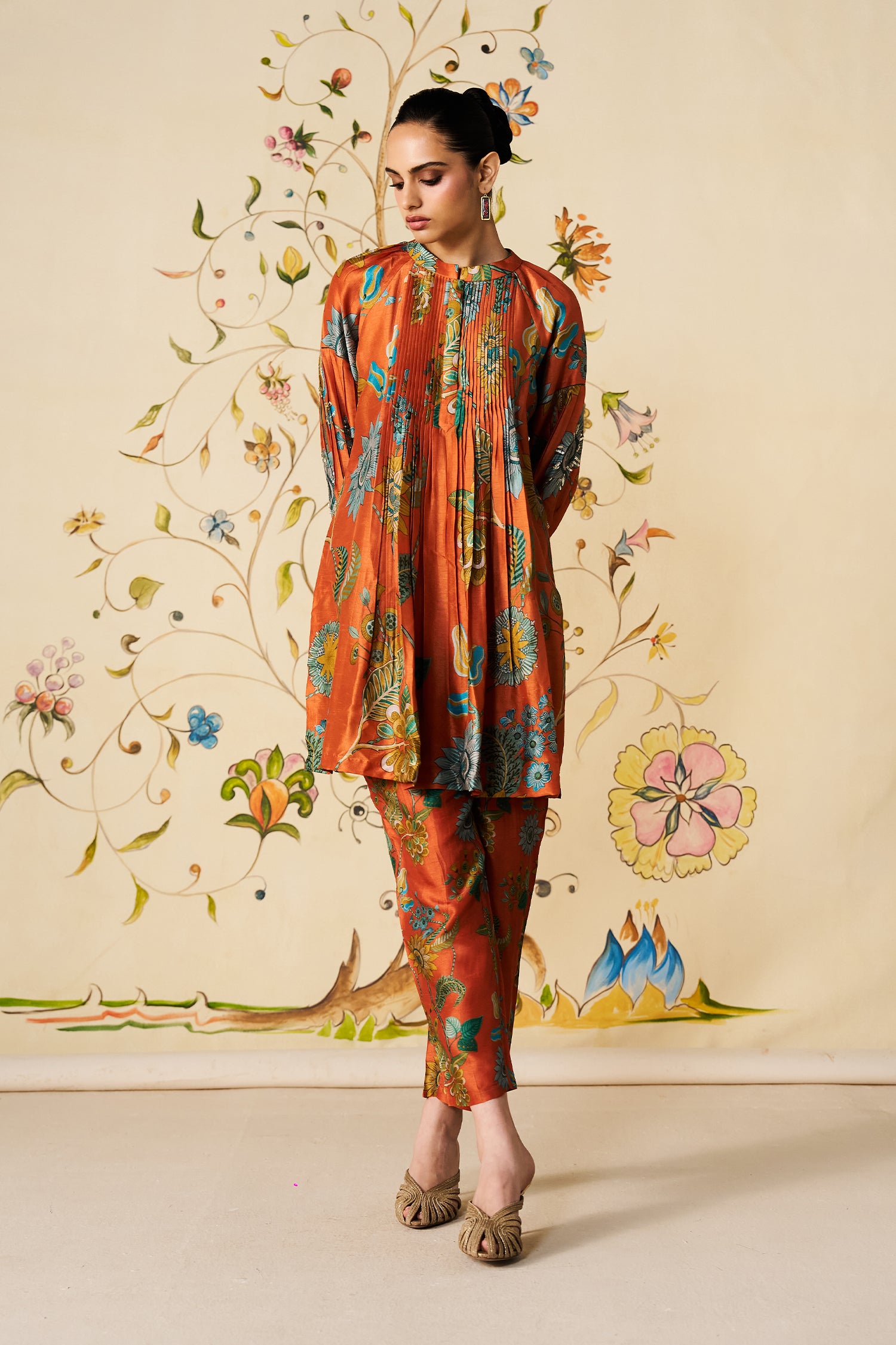 Solana Co-ord Set | Coral Silk Blend Co-ord Set