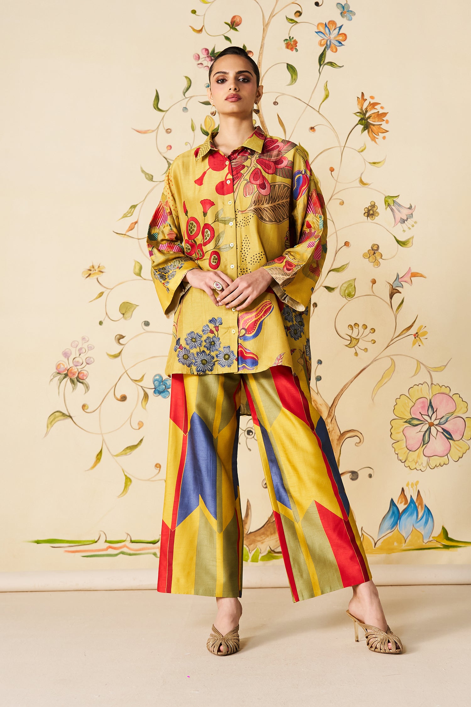Soleil Co-Ord Set | Chartreuse Silk Blend Co-Ord