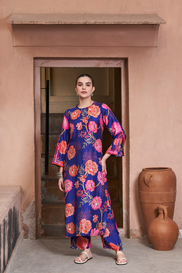 Blue Moroccan Jaal Kurta Set