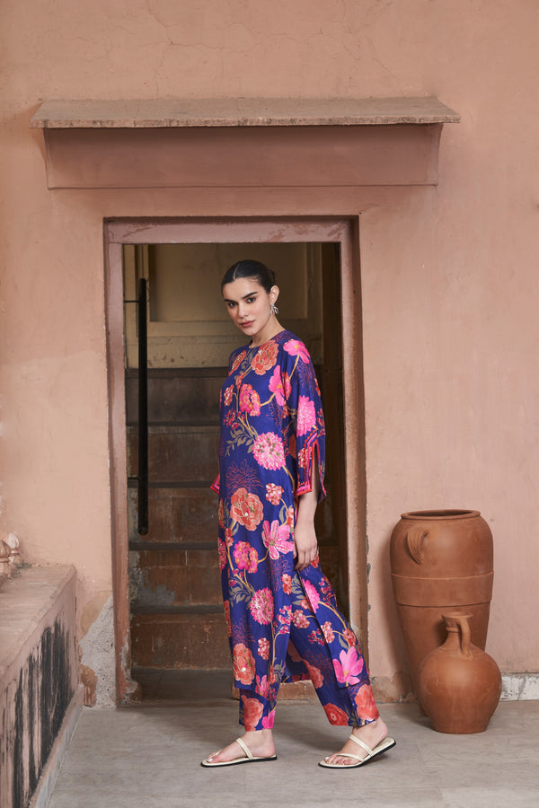 Blue Moroccan Jaal Kurta Set