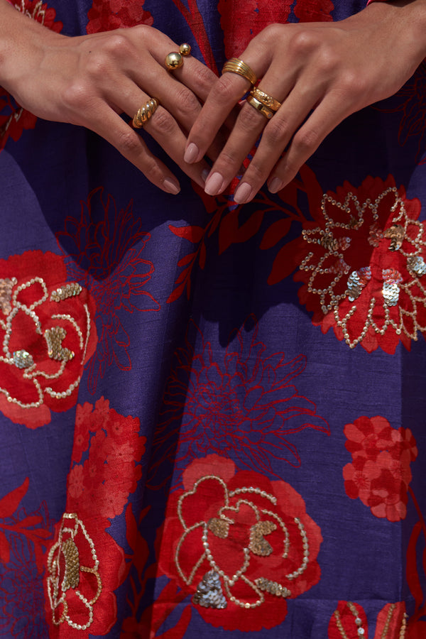 Blue & Red Moroccan Jaal Kurta set