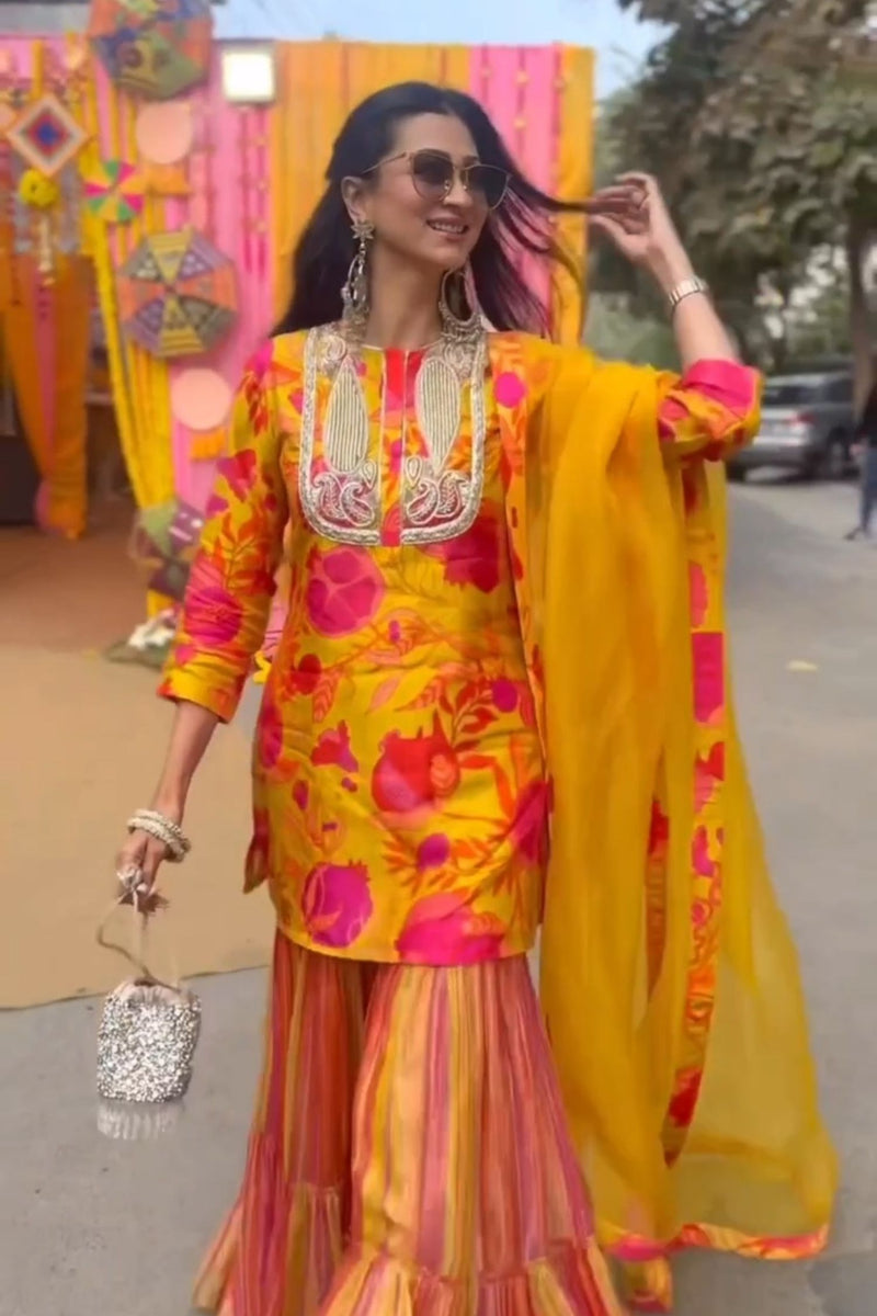 Sukhneett Wadhwa in Symphony Sharara Set