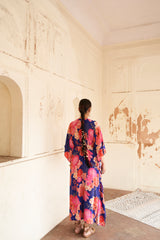 Blue Moroccan Zari Yoke Kaftan
