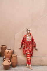 Red Moroccan Coin Yoke Co-ord Set