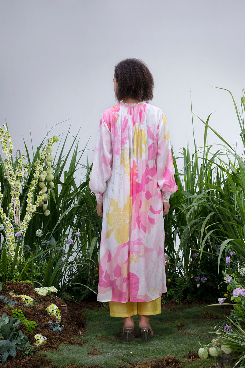 White Wildflower Angrakha Maxi with Pants