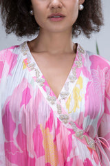 White Wildflower Angrakha Maxi with Pants