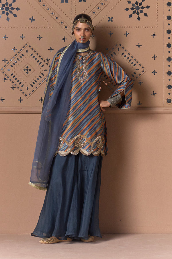 Neel Leher Silk Sharara Set