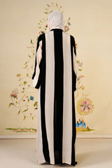 Rawiya Abaya | Monochrome Striped Silk Blend Abaya