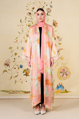 Jumana Abaya | Blush Floral Silk Blend Abaya