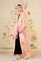 Jumana Abaya | Blush Floral Silk Blend Abaya
