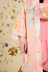 Jumana Abaya | Blush Floral Silk Blend Abaya