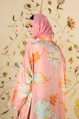 Jumana Abaya | Blush Floral Silk Blend Abaya