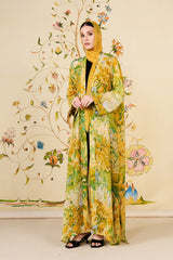 Rafeef Abaya | Silk Blend Floral Open-Front Abaya
