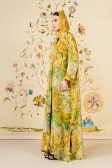 Rafeef Abaya | Silk Blend Floral Open-Front Abaya