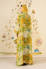 Rafeef Abaya | Silk Blend Floral Open-Front Abaya