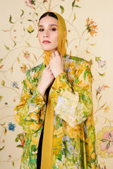 Rafeef Abaya | Silk Blend Floral Open-Front Abaya