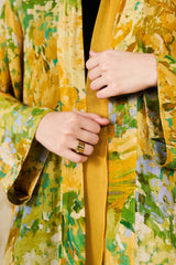 Rafeef Abaya | Silk Blend Floral Open-Front Abaya