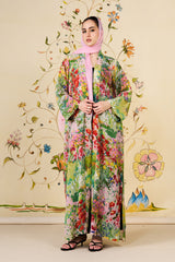 Ameera Abaya | Floral Silk Blend Open-Front Abaya