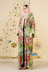 Ameera Abaya | Floral Silk Blend Open-Front Abaya