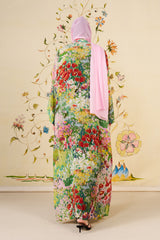 Ameera Abaya | Floral Silk Blend Open-Front Abaya