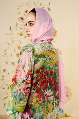 Ameera Abaya | Floral Silk Blend Open-Front Abaya