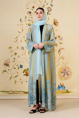 Lujaina Abaya | Powder Blue Silk Blend Abaya