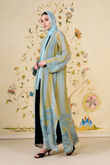 Lujaina Abaya | Powder Blue Silk Blend Abaya
