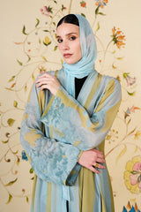 Lujaina Abaya | Powder Blue Silk Blend Abaya
