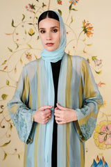 Lujaina Abaya | Powder Blue Silk Blend Abaya