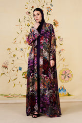Tameera Abaya | Floral Silk Blend Open-Front Abaya