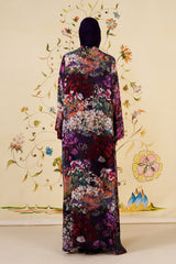 Tameera Abaya | Floral Silk Blend Open-Front Abaya