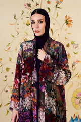 Tameera Abaya | Floral Silk Blend Open-Front Abaya