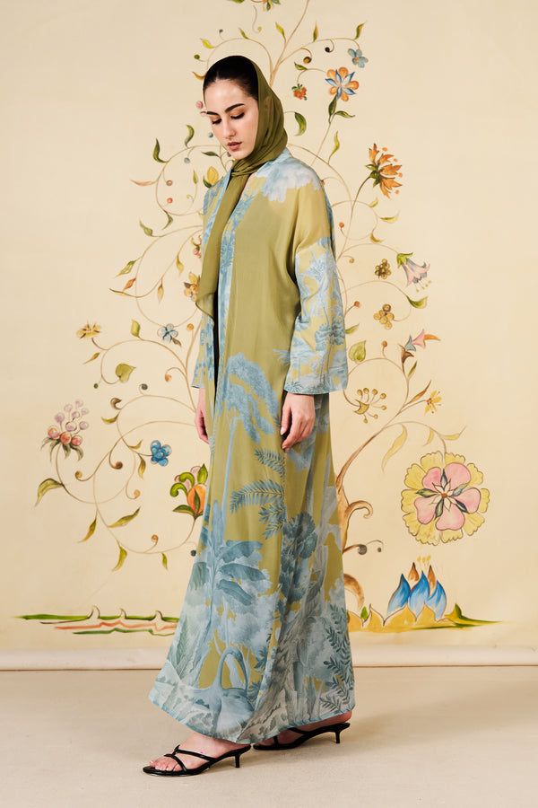 Riham Abaya | Olive Silk Blend Abaya