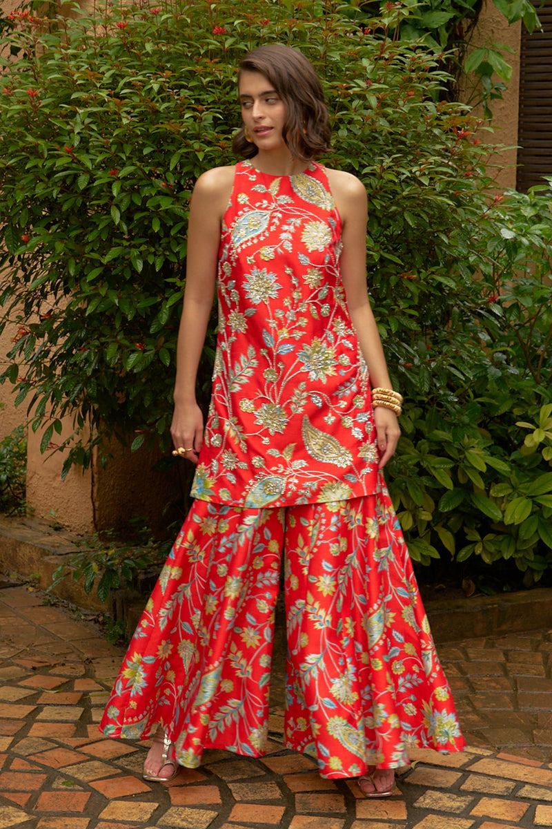Neha Rathi in Scarlet Halter Neck Sharara - RTS