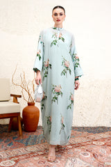 Tameera – Floral Jalabiya in Mist Green