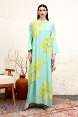 Zarielah aqua floral jalabiya by Archana Shah