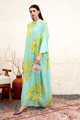 Zarielah aqua floral jalabiya by Archana Shah
