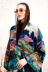 Designer printed abaya with wide sleeves – Archana Shah