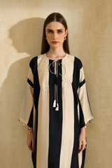 Ivory & Black Embroidered Jalabiya – Archana Shah
