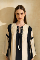 Ivory & Black Embroidered Jalabiya – Archana Shah