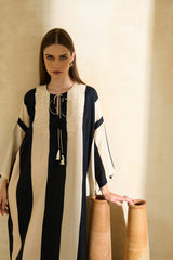 Ivory & Black Embroidered Jalabiya – Archana Shah