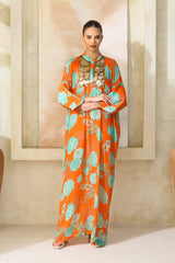 Salsabeel Floral Silk Jalabiya | Archana Shah