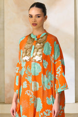 Salsabeel Floral Silk Jalabiya | Archana Shah