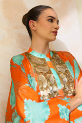 Salsabeel Floral Silk Jalabiya | Archana Shah
