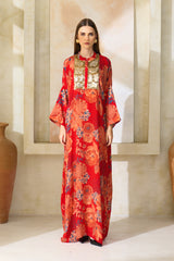Zareen Silk Floral Jalabiya –  Archana Shah