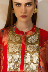 Zareen Silk Floral Jalabiya –  Archana Shah