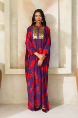 Naima Jalabiya – Red Floral Silk jalabiya | Archana Shah