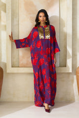 Naima Jalabiya – Red Floral Silk jalabiya | Archana Shah